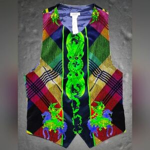 Authentic Vintage Rare 90s Gianni Versace Baroque Waistcoat Vest Colorful Sz 48